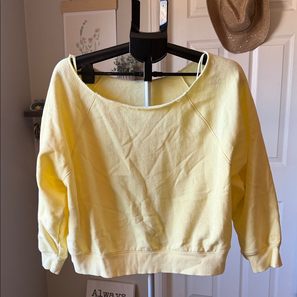 PINK Victoria's Secret Yellow Cropped Sweatshirt